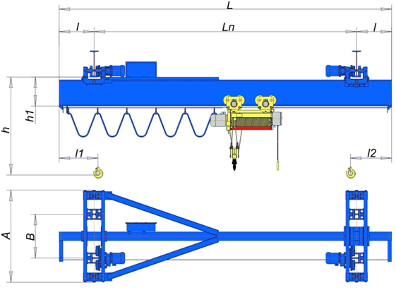 Подвесной однобалочный кран чертеж